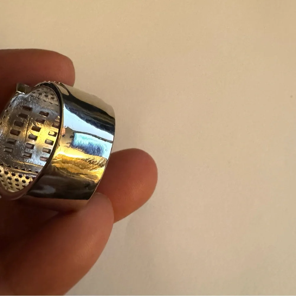 Silver Statement Ring with Clear  CZ Stones - Picture 6 of 6